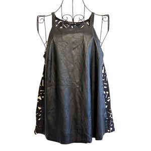 Alice & Trixie Women’s Black Faux Leather Geometrical Sleeveless Tank, Size XS